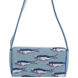 RARE!! Hard to Find Beaded Sardine Fish Design Handbag with Betsey Johnson charm